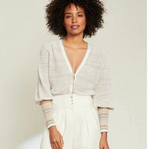 Veronica Beard Mott Linen Cuff Sleeve Cardigan. Size M.Pre Owned Good. MSRP $398
